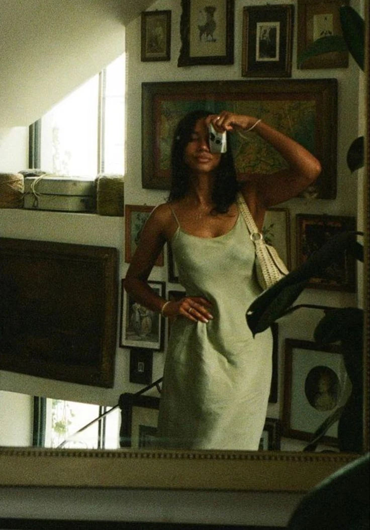 TingPo Wholesale Simple A line Spaghetti Straps Sage Green Sleeveless Long Prom Dress Formal Evening Dresses