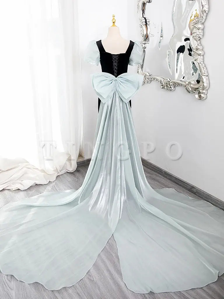 Wholesale Simple Mermaid Velvet Black Long Prom Dress Black Long Formal Dress gowns evening dresses