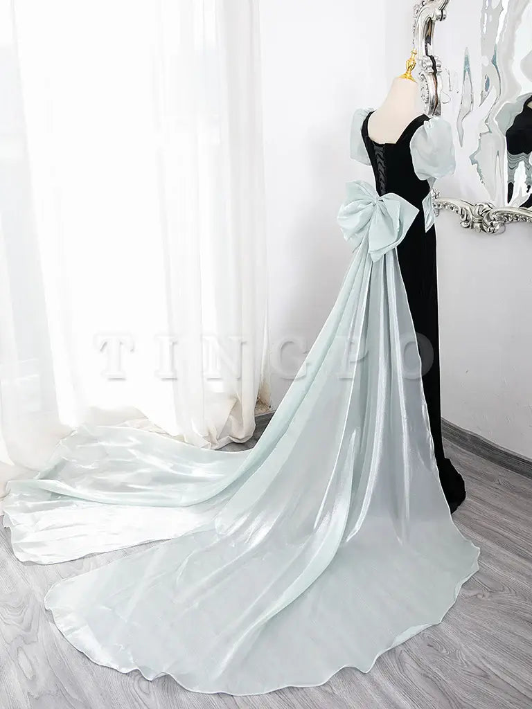 Wholesale Simple Mermaid Velvet Black Long Prom Dress Black Long Formal Dress gowns evening dresses