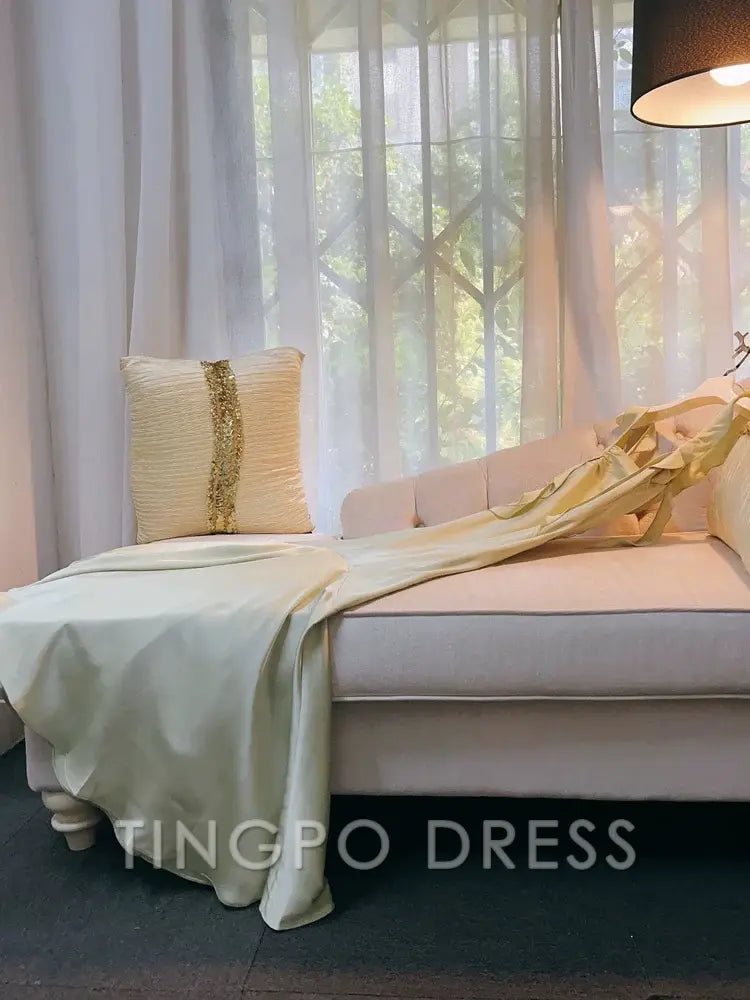 TingPo Wholesale Simple Sheath Straps Sleeveless Silk Satin Sage Green Prom Dress Evening Dresses