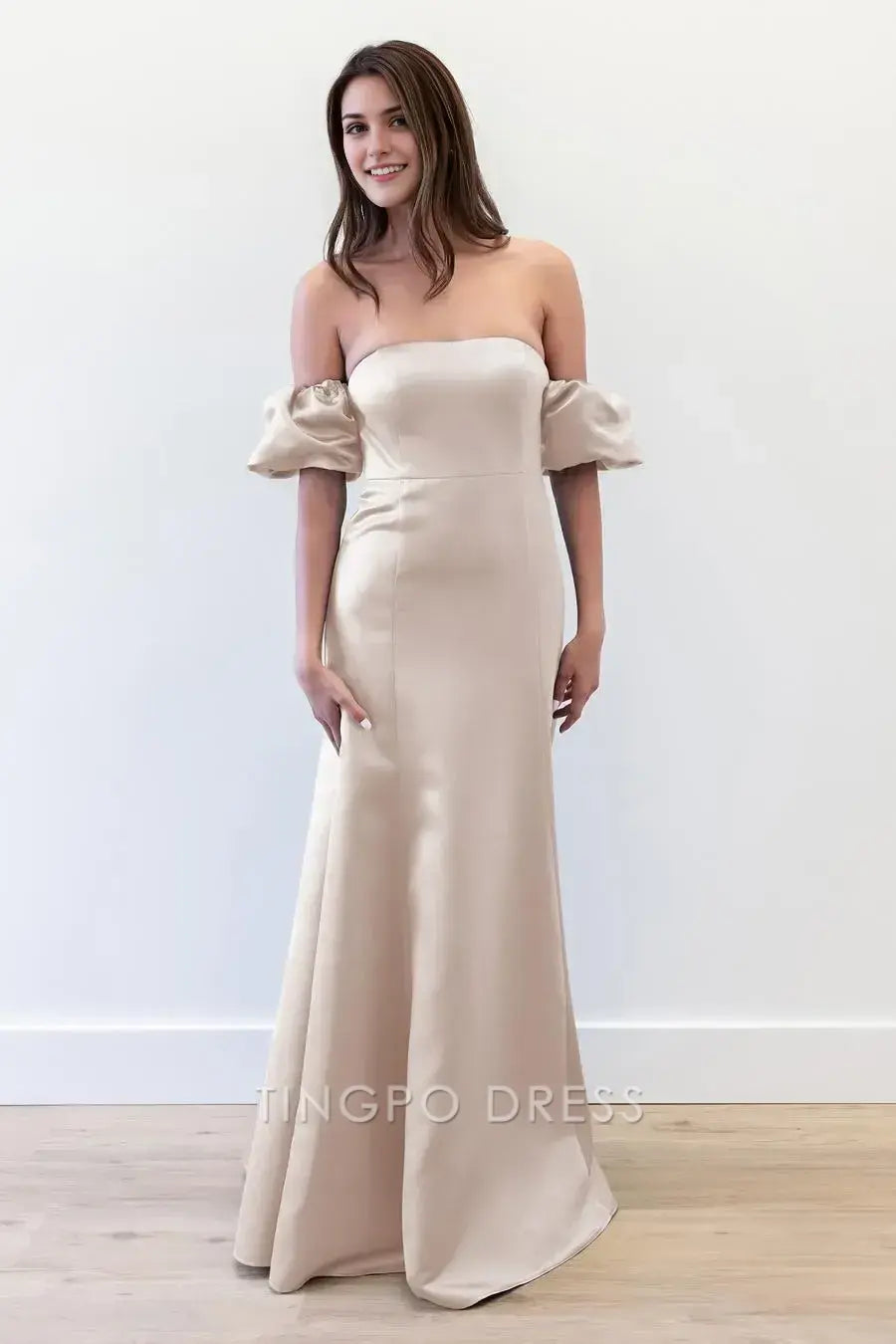 TingPo Wholesale Simple Solid Color Off-Shoulder Dress - Women's Casual Daily Basic Dress