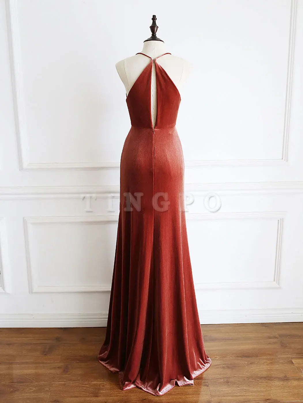 Wholesale Simple V Neck Mermaid Long Prom Dress Velvet Formal Evening Dresses gowns evening dresses