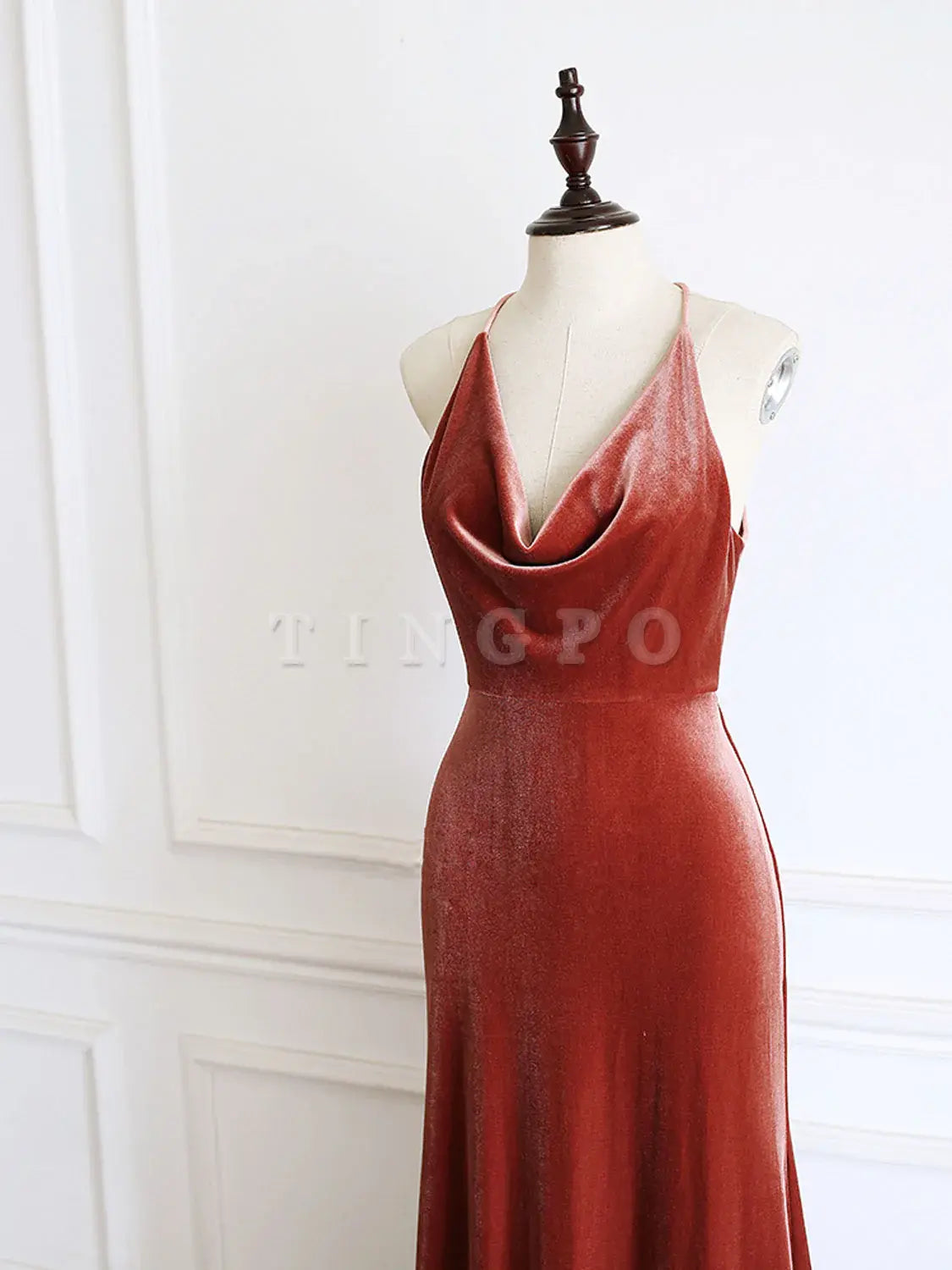 Wholesale Simple V Neck Mermaid Long Prom Dress Velvet Formal Evening Dresses gowns evening dresses