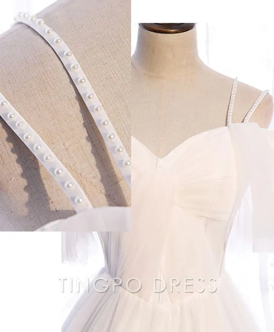 TingPo Wholesale Simple white sweetheart long prom dress white formal dress