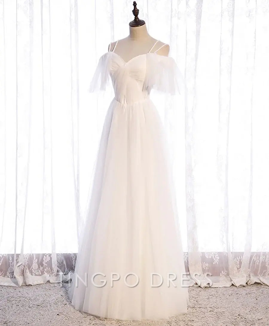 TingPo Wholesale Simple white sweetheart long prom dress white formal dress
