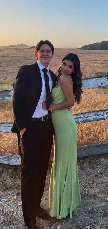 TingPo Wholesale Spaghetti Straps Sparkly Long Prom Dresses Mermaid Prom Dress