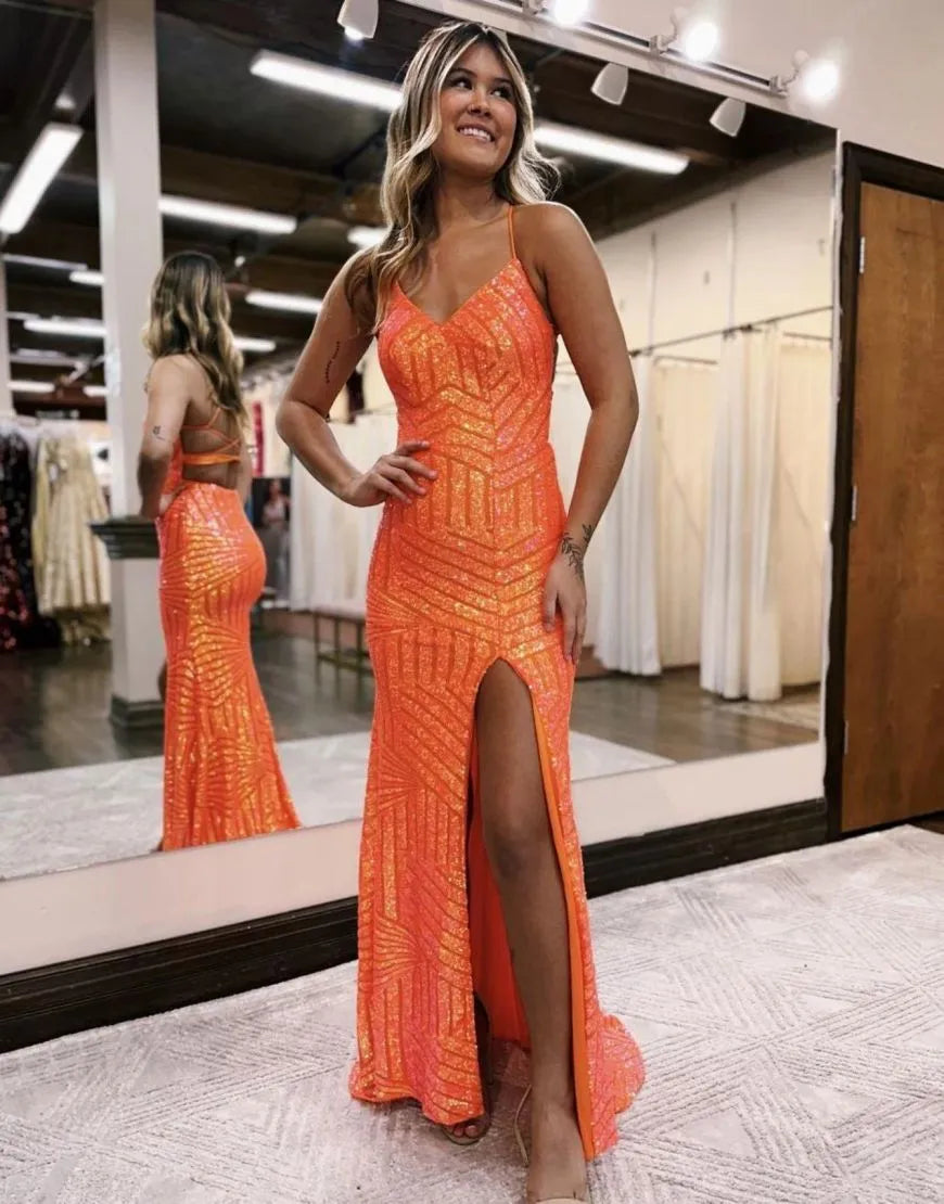 Wholesale Sparkly Sequin Long Glitter Prom Party Dress With Split