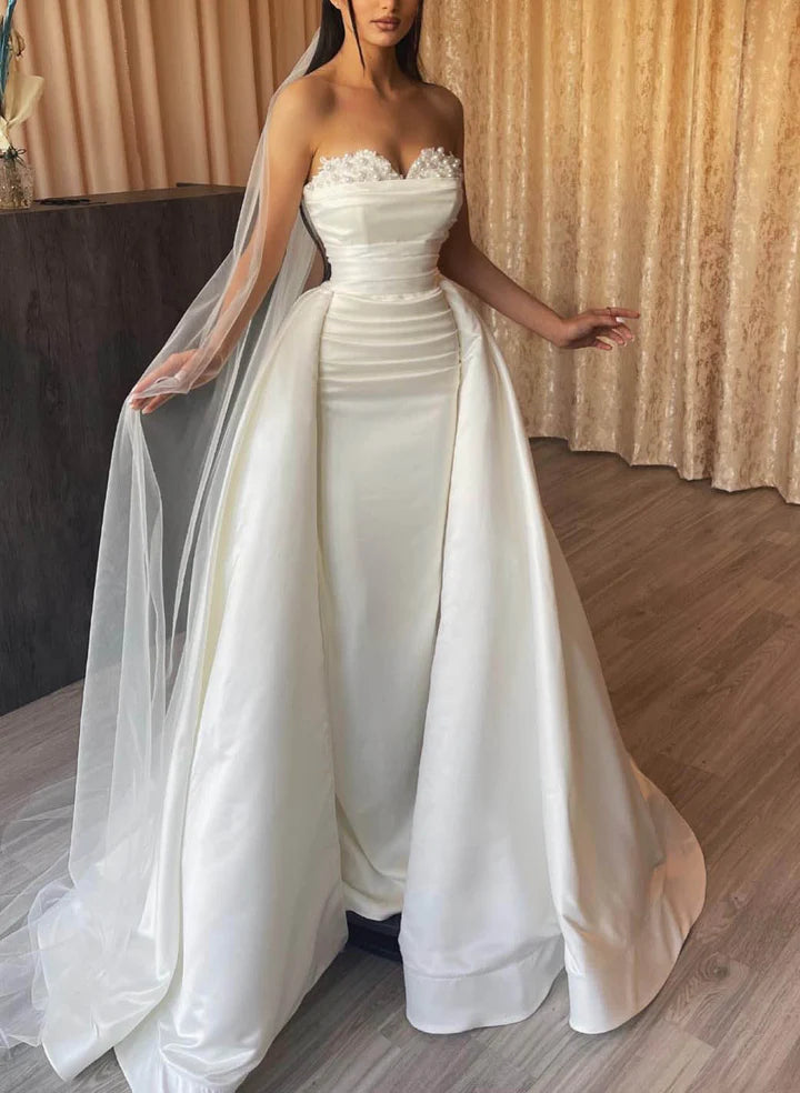 Wholesale Sheath/Column Off-The-Shoulder Floor-Length Lace Wedding Dress