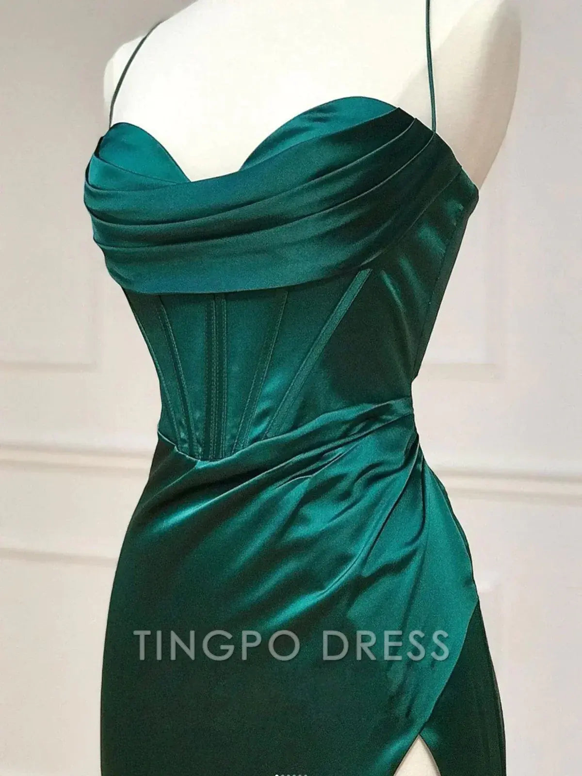 TingPo Wholesale Sweetheart Neck Green Mermaid Long Prom Dresses