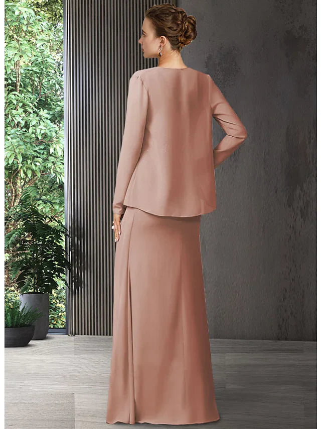 Wholesale Mother of the Bride Dress Elegant V Neck Floor Length Chiffon Sleeveless with Sash Ribbon