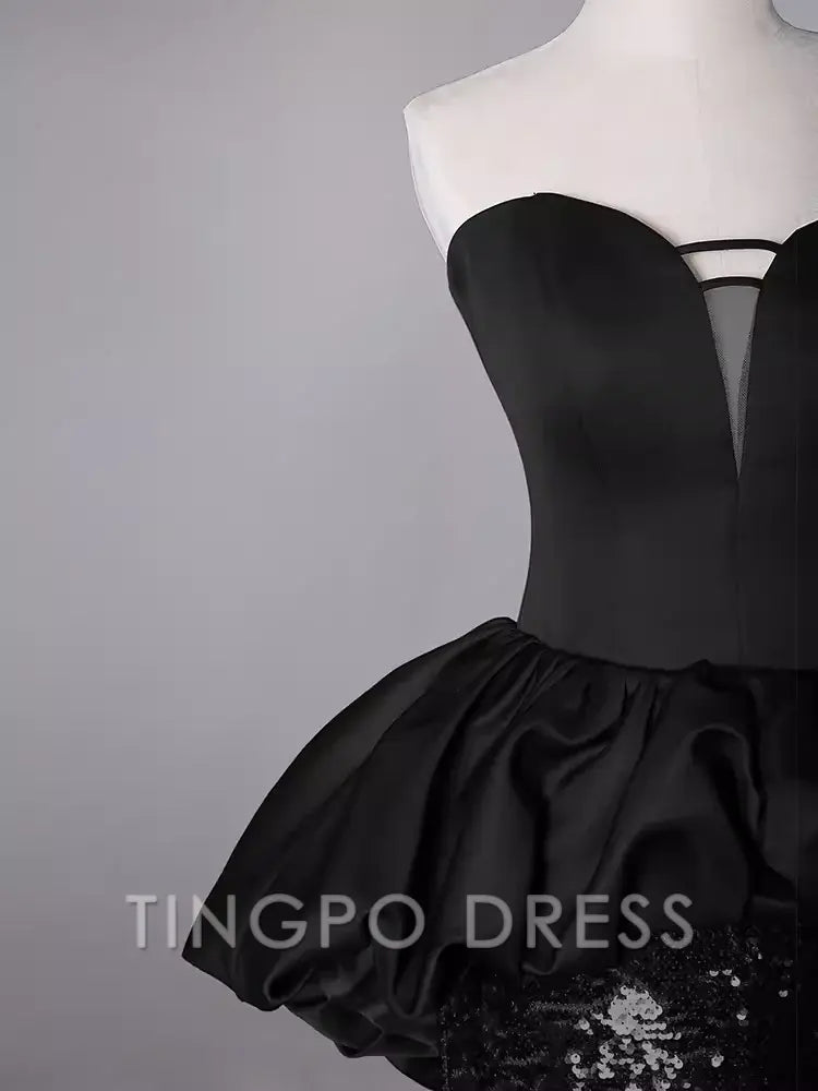 TingPo Wholesale Mermaid Sweetheart Long Black Sequin Prom Dresses formal wear dresses