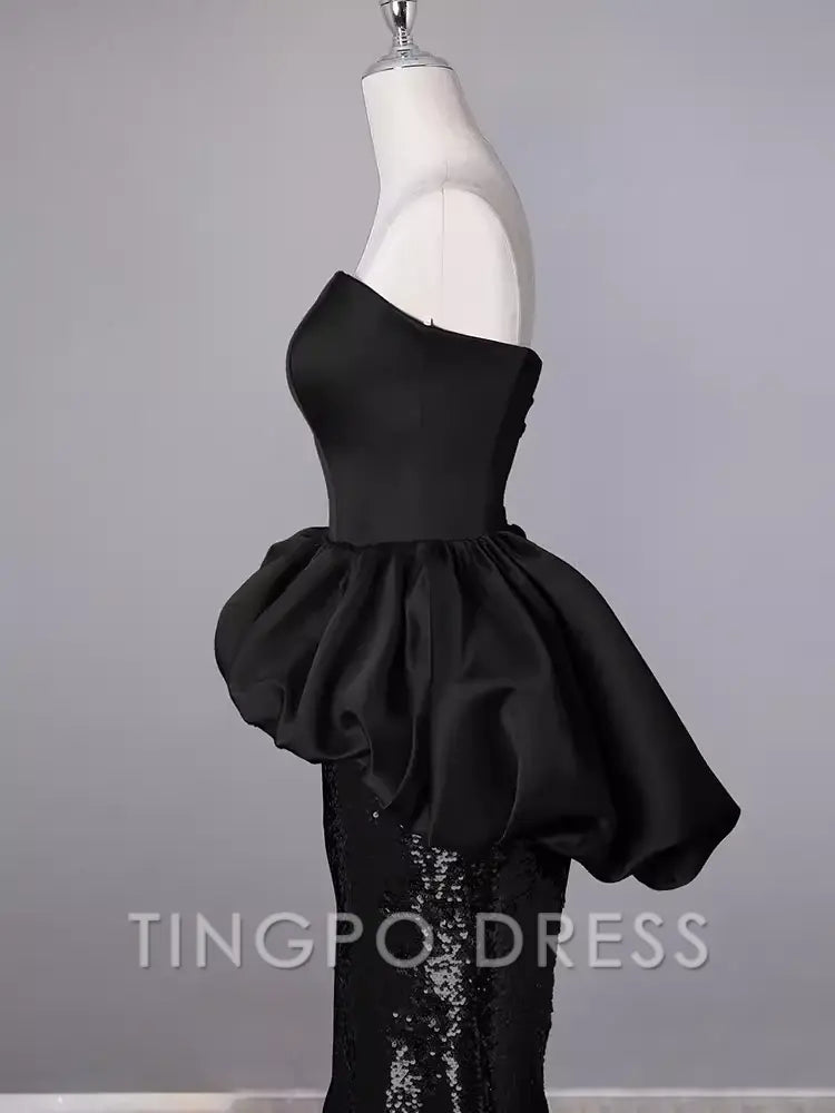 TingPo Wholesale Mermaid Sweetheart Long Black Sequin Prom Dresses formal wear dresses