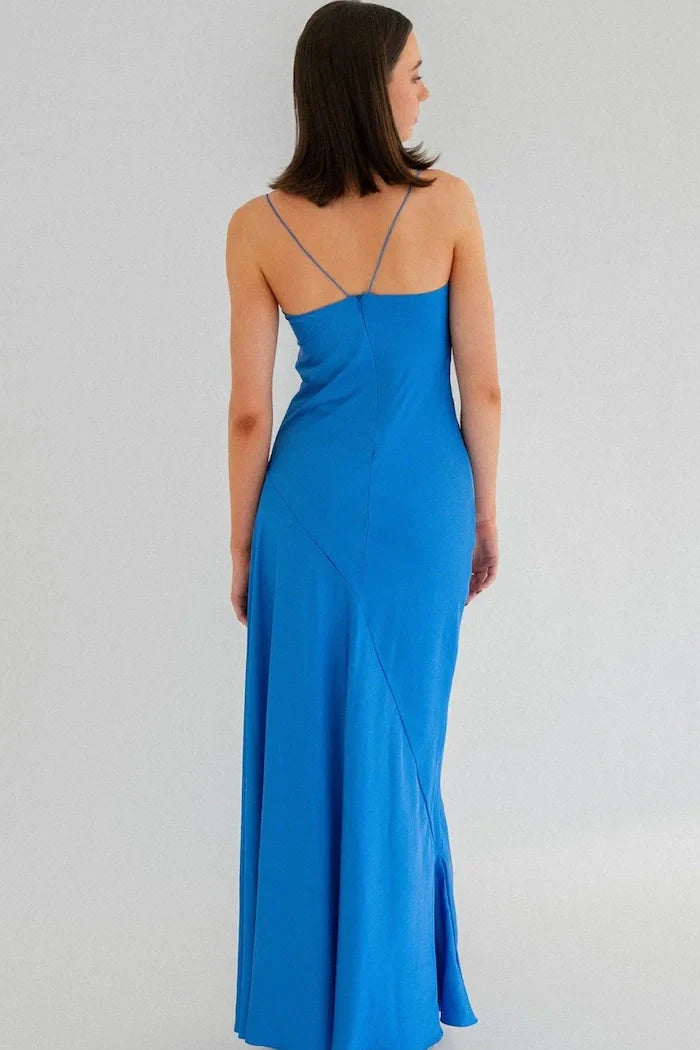 TingPo Wholesale Simple Sheath Spaghetti Straps Red Long Party Dress with Split Front