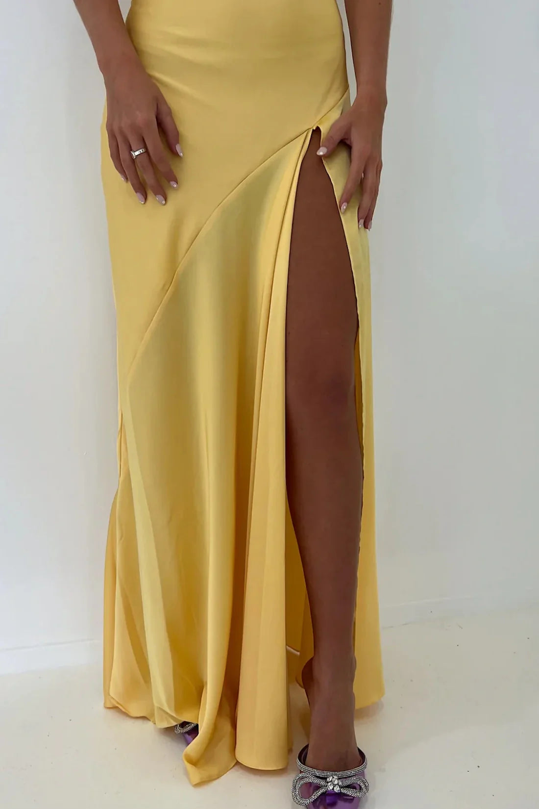 TingPo Wholesale Simple Sheath Spaghetti Straps Red Long Party Dress with Split Front