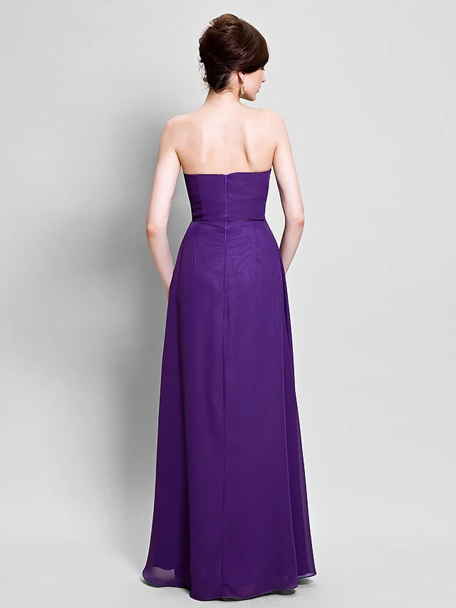 Wholesale Mother of the Bride Dress Convertible Dress Sweetheart Neckline Floor Length Chiffon Sleeveless with Beading Appliques Side Draping