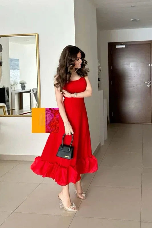 Wholesale Vintage A Line Spaghetti Straps Red Knee Length Prom Dresses Evening Gowns formal wear dresses