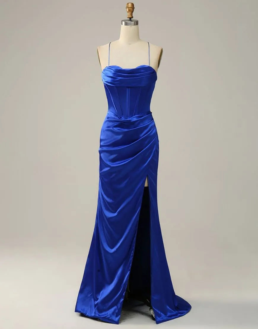 Wholesale Sexy Mermaid Spaghetti Straps Prom Dress With Split long prom dresses with sleeves