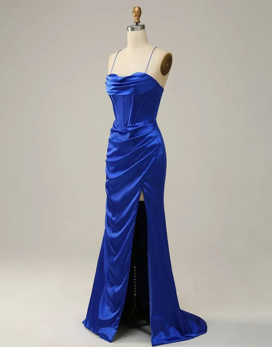 Wholesale Sexy Mermaid Spaghetti Straps Prom Dress With Split long prom dresses with sleeves