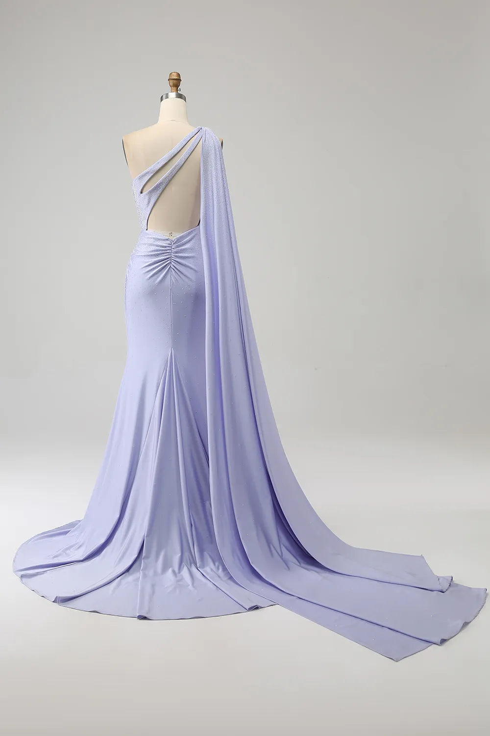 Wholesale Glitter Lilac Mermaid One Shoulder Long Beaded Prom Dress with Shawl prom dresses shops