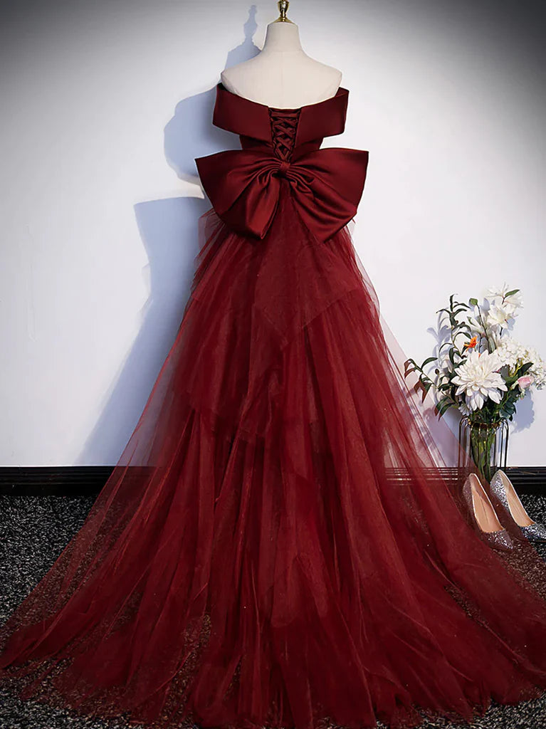 Wholesale Burgundy Mermaid Off The Shoulder Long Prom Dress Formal Evening Dresses