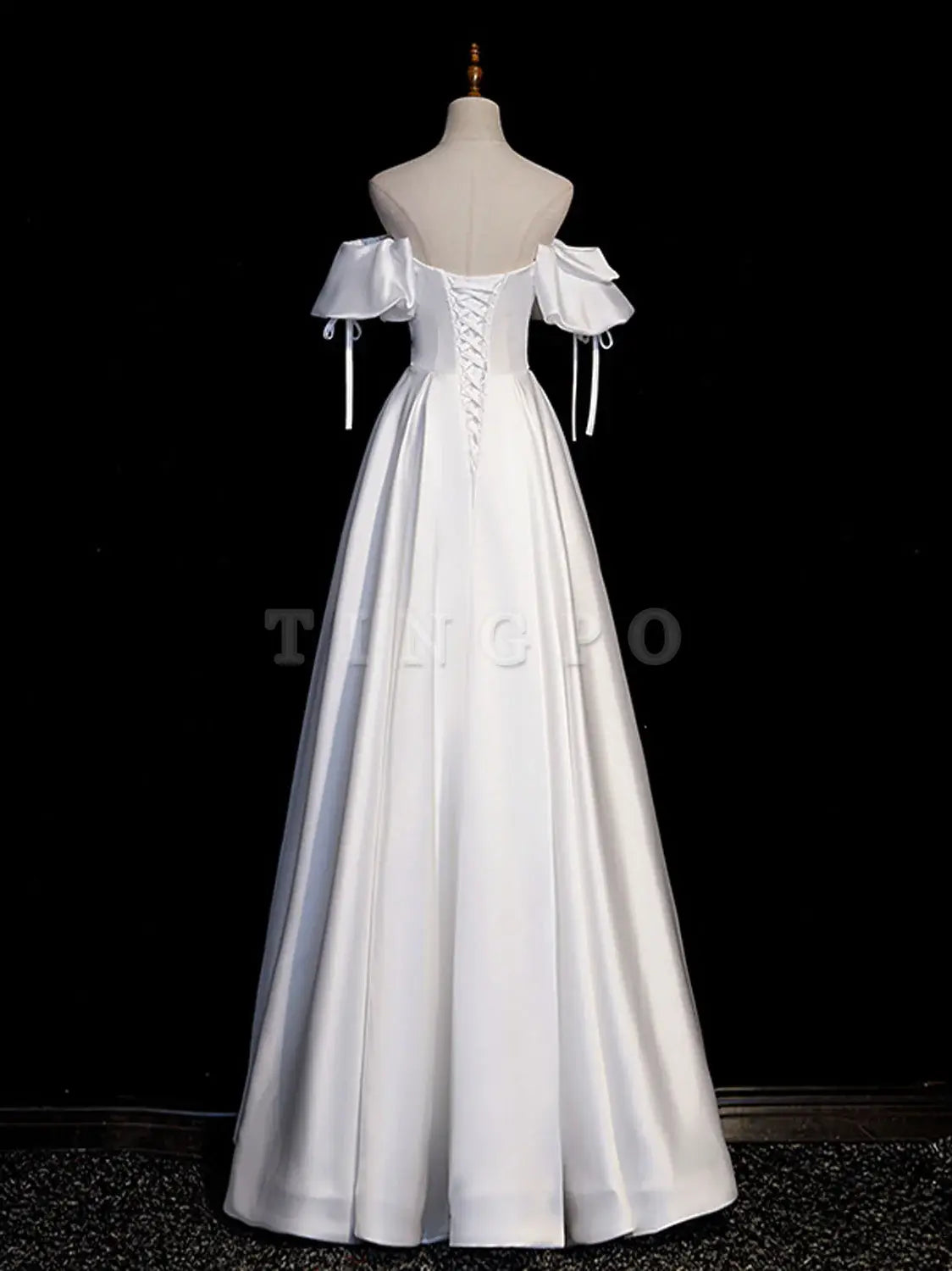 Wholesale White A-Line Satin Long Prom Dresses White Evening Dresses gowns evening dresses