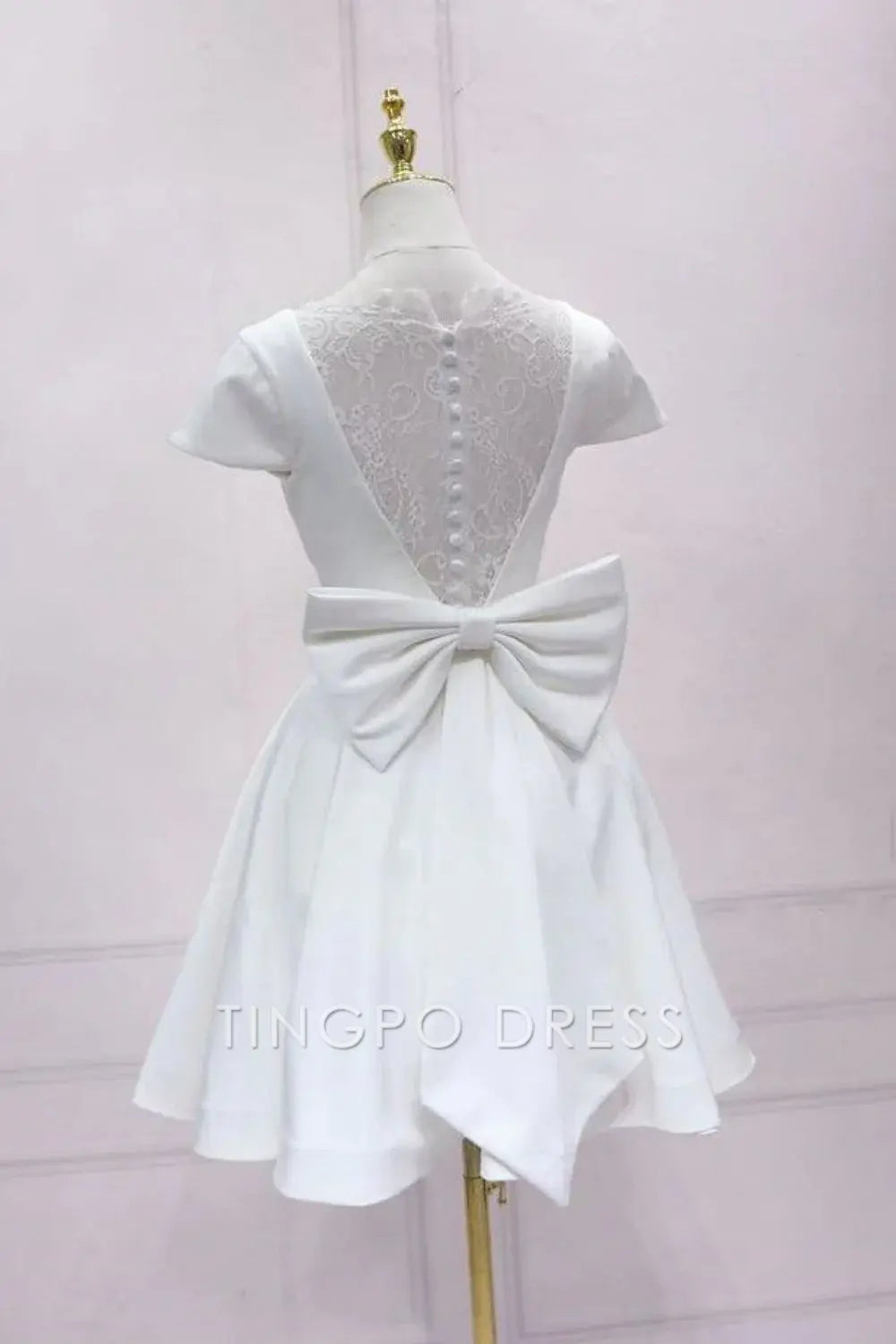 TingPo Wholesale Elegant White A Line Cap Sleeves Homecoming Dress formal wear dresses