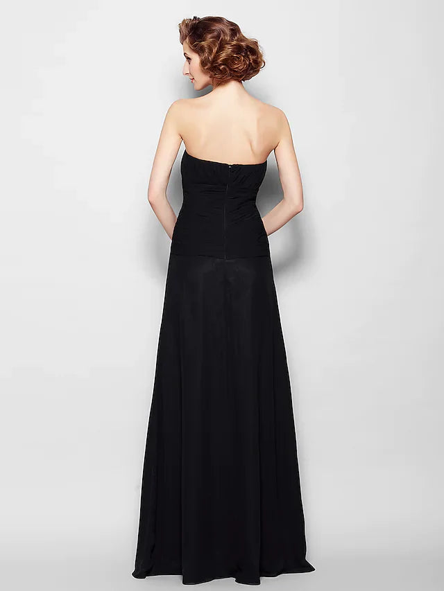 Wholesale A-Line Mother of the Bride Dress Wrap Included Strapless Floor Length Chiffon Half Sleeve with Ruched Beading Ruffles