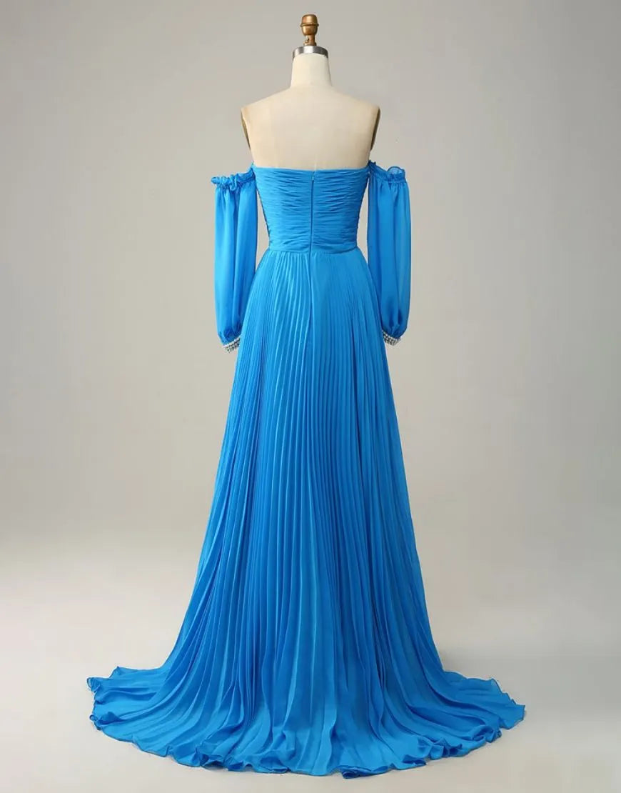Wholesale Elegant A-Line Court Train Prom Dress With Detachable Sleeves prom dresses shops
