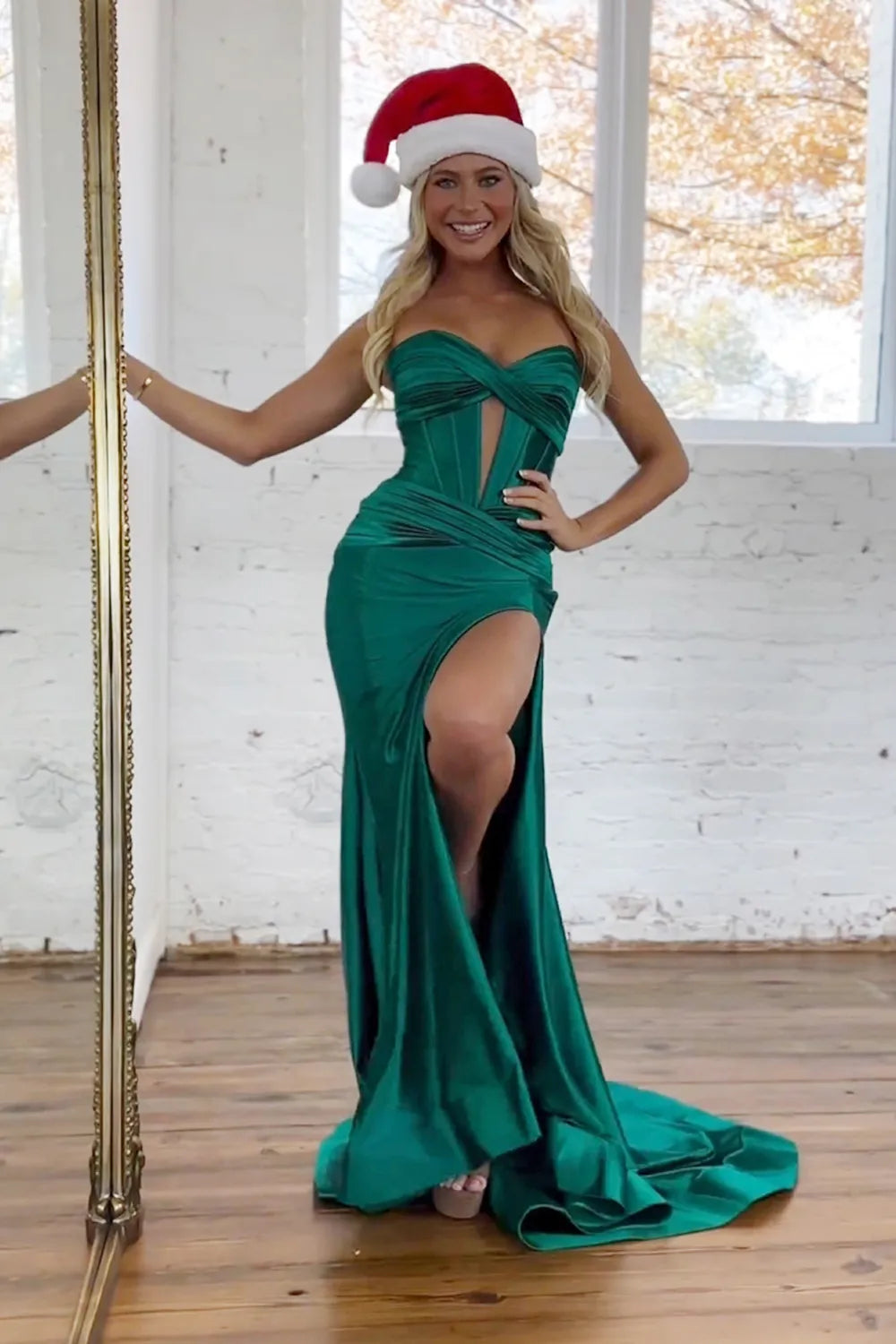 Wholesale Newly Mermaid Sweetheart Long Corset Satin Prom Dress With Split prom dresses with long sleeves