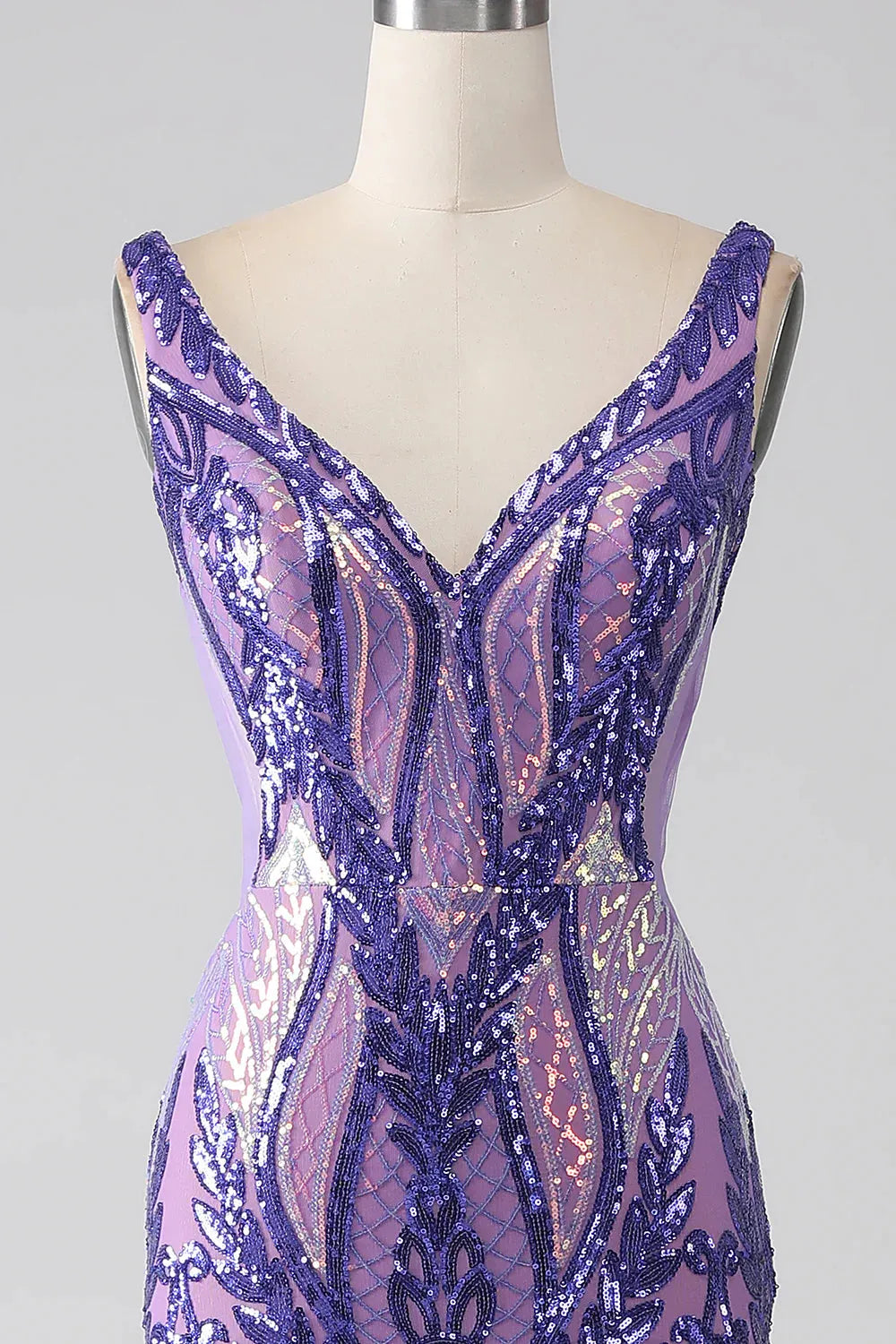 Wholesale Sparkly Purple Mermaid Deep V-Neck Long Prom Dress With Sequin prom dresses shops