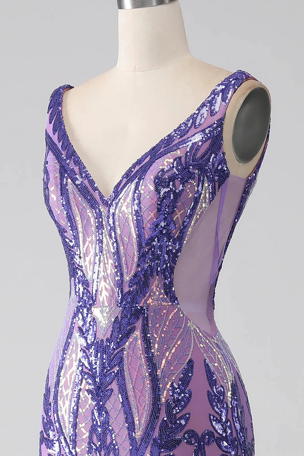 Wholesale Sparkly Purple Mermaid Deep V-Neck Long Prom Dress With Sequin prom dresses shops