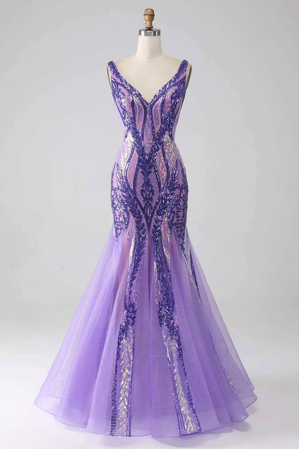 Wholesale Sparkly Purple Mermaid Deep V-Neck Long Prom Dress With Sequin prom dresses shops