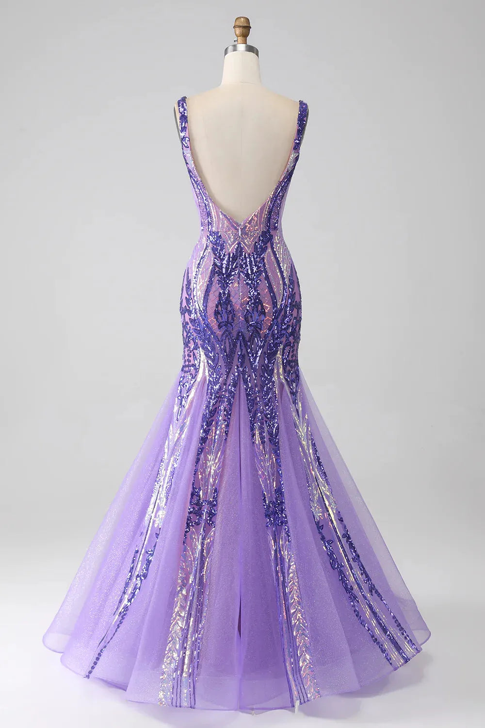 Wholesale Sparkly Purple Mermaid Deep V-Neck Long Prom Dress With Sequin prom dresses shops