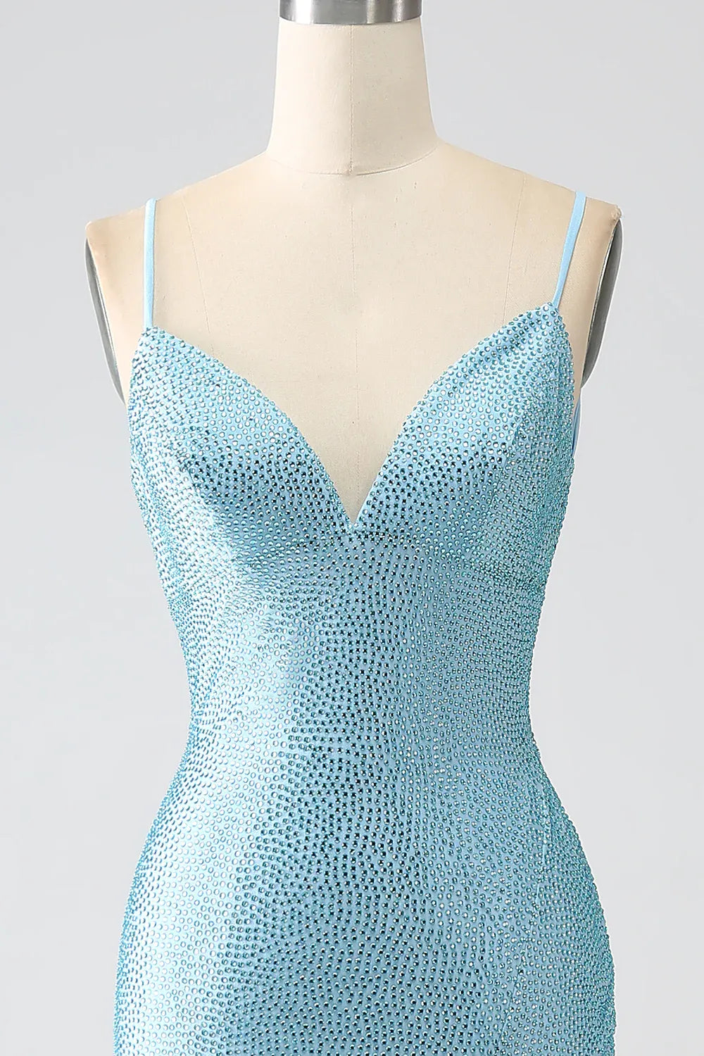 Wholesale Light Blue Glitter Mermaid Open Back Long Corset Beaded Prom Dress prom dresses with long sleeves