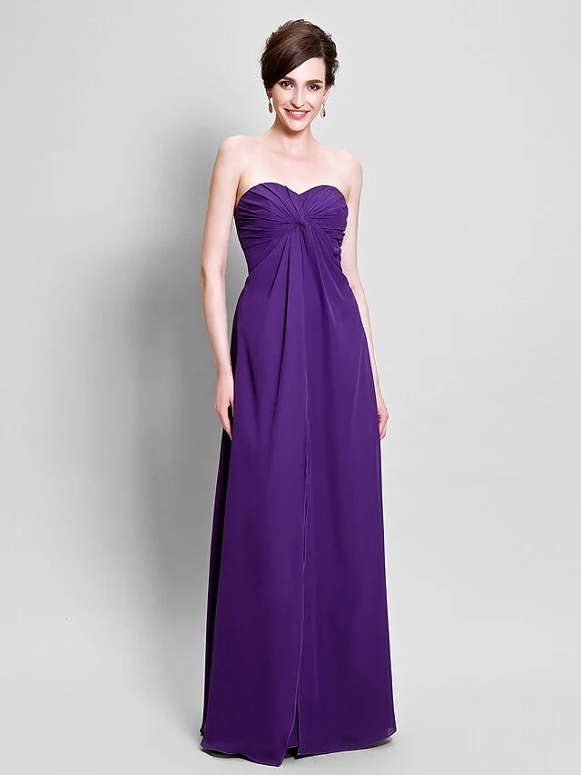 Wholesale Mother of the Bride Dress Convertible Dress Sweetheart Neckline Floor Length Chiffon Sleeveless with Beading Appliques Side Draping