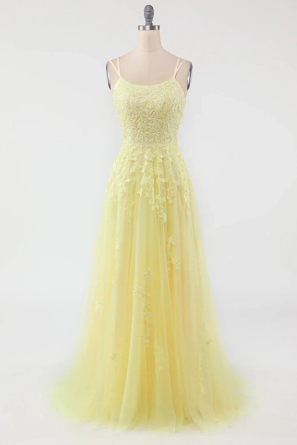 Wholesale A-Line Double Straps Lace Up Long Prom Dress With Appliques prom dresses shops