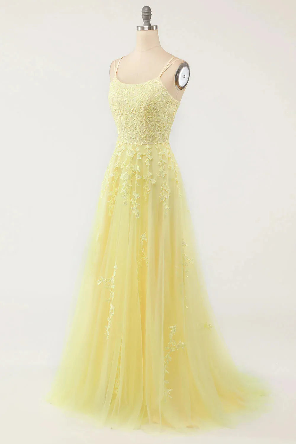 Wholesale A-Line Double Straps Lace Up Long Prom Dress With Appliques prom dresses shops
