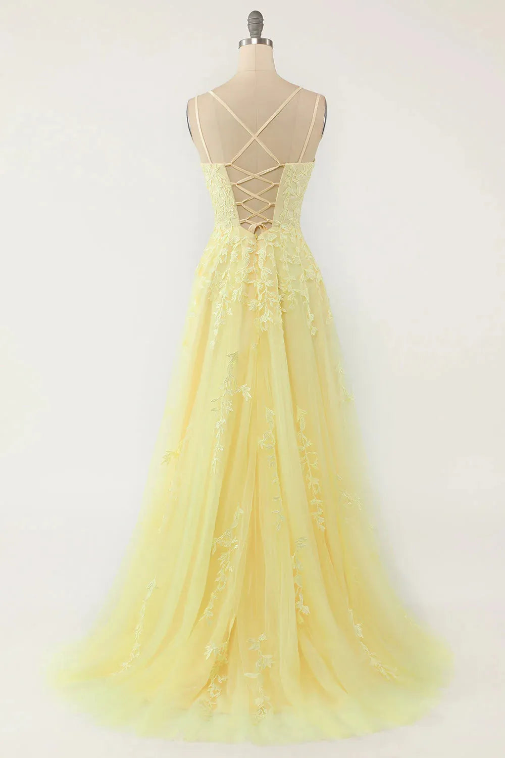 Wholesale A-Line Double Straps Lace Up Long Prom Dress With Appliques prom dresses shops