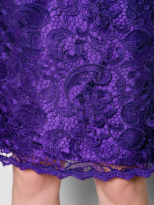 Wholesale Mother of the Bride Dress Strapless Knee Length Lace Taffeta Sleeveless with Lace Pleats