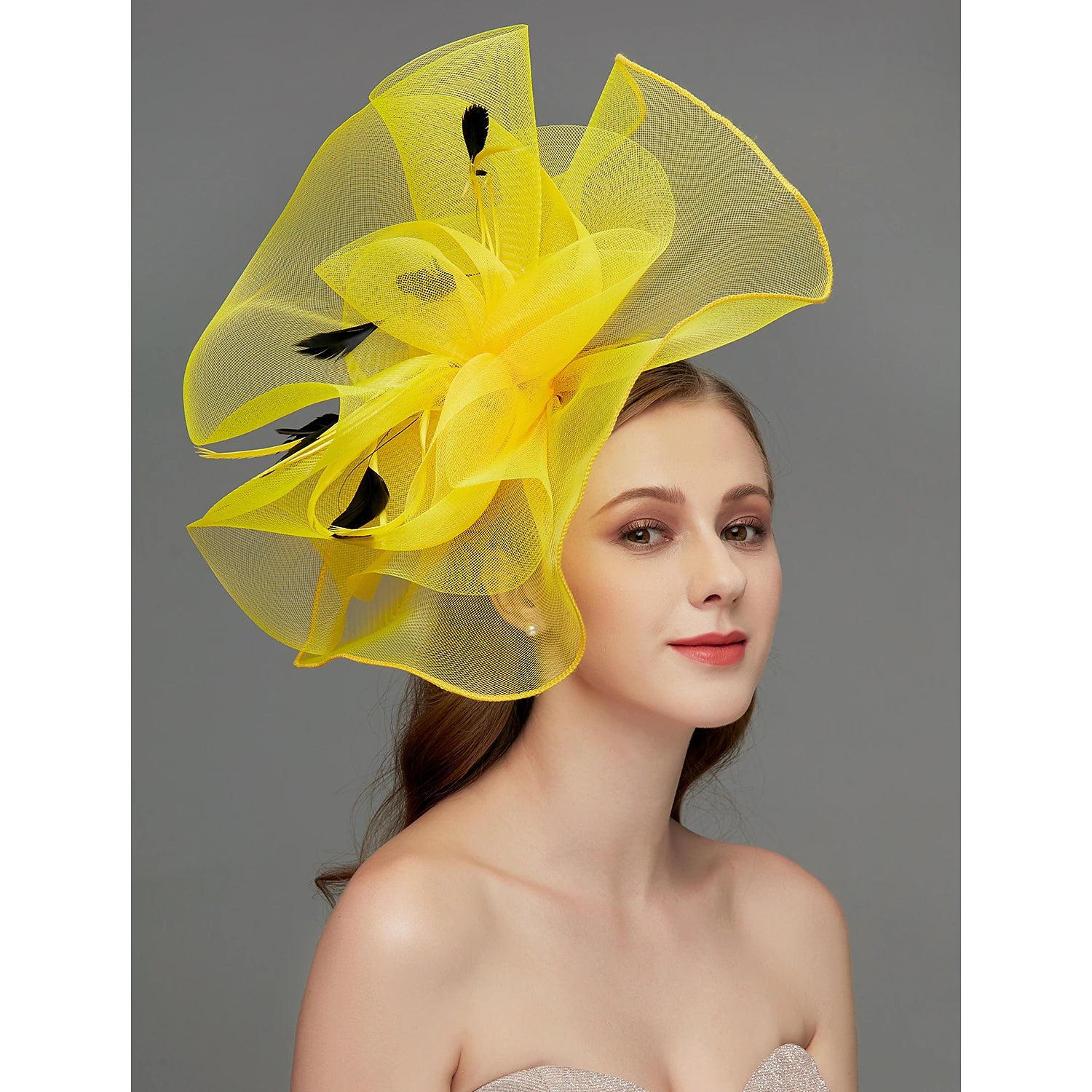 Wholesale Net Fascinators / Headdress / Headpiece with Feather / Flower / Trim 1 PC Wedding / Special Occasion / Tea Party Headpiece