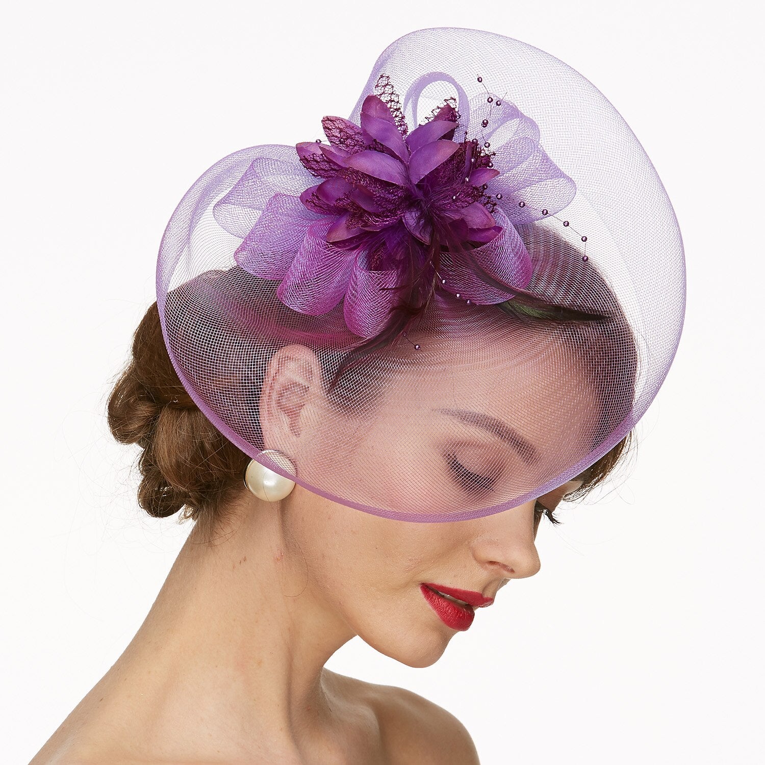 Wholesale Net Fascinators Kentucky Derby Hat/ Headwear with Floral 1PC Wedding / Special Occasion / Tea Party Headpiece