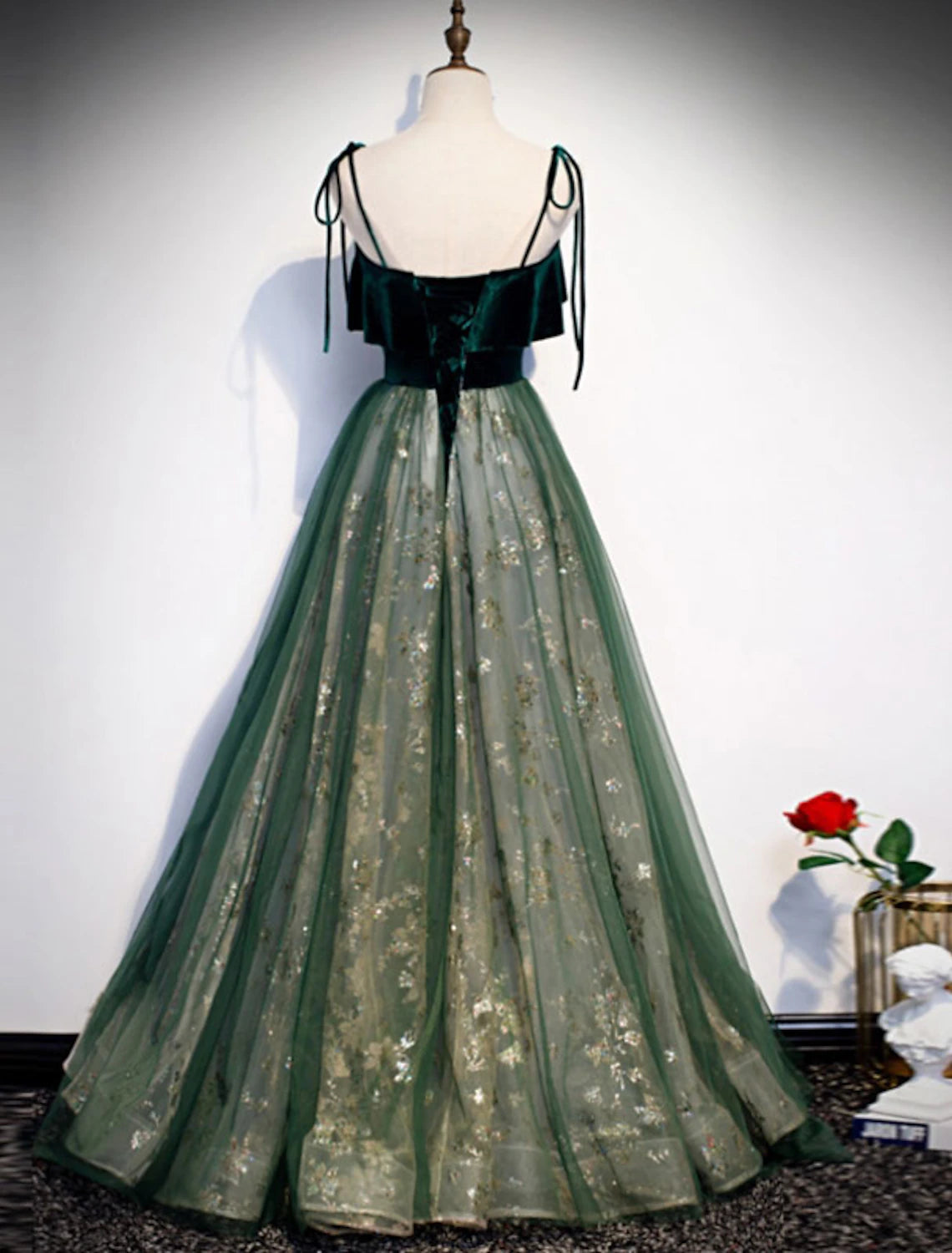 Wholesale  A-Line Glittering Luxurious Engagement Formal Evening Dress Spaghetti Strap Sleeveless Floor Length Organza with Sequin