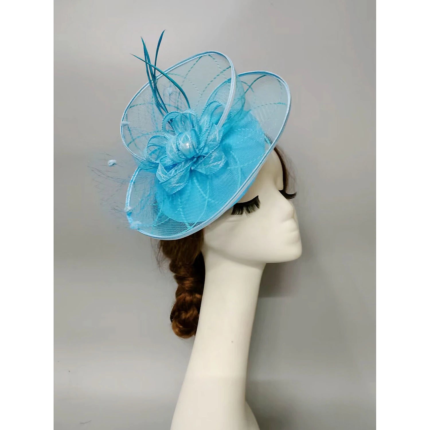 Wholesale Fascinators Kentucky Derby Hat Headwear Headpiece Pearl Feathers Veil Hat Wedding Ladies Day Cocktail Royal Astcot With Feather Pearl Headpiece Headwear