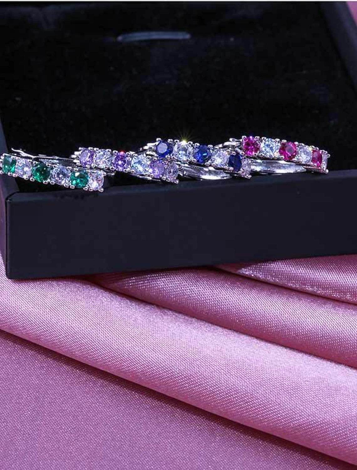 Wholesale Women's Zircon Hoop Earrings Fine Jewelry Classic Precious Stylish Simple Earrings Jewelry Blue / Purple / Fuchsia For Gift Festival 1 Pair