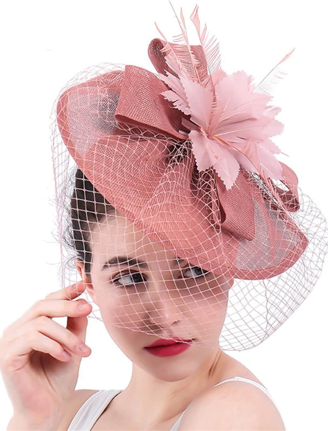 Wholesale Fascinators Hats Headpiece Sinamay Formal Kentucky Derby Horse Race Ladies Day Church Elegant Lady British With Feather Tulle Headpiece Headwear