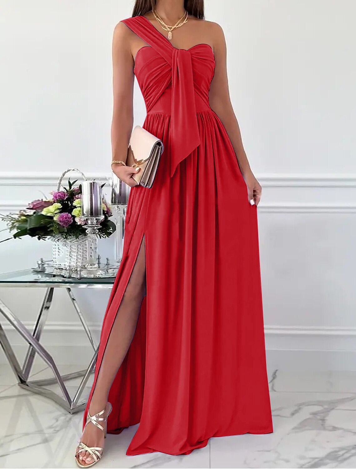 Wholesale Women's Party Dress Long Dress Maxi Dress Light Pink Green Black Sleeveless Pure Color Backless Spring Summer Strapless