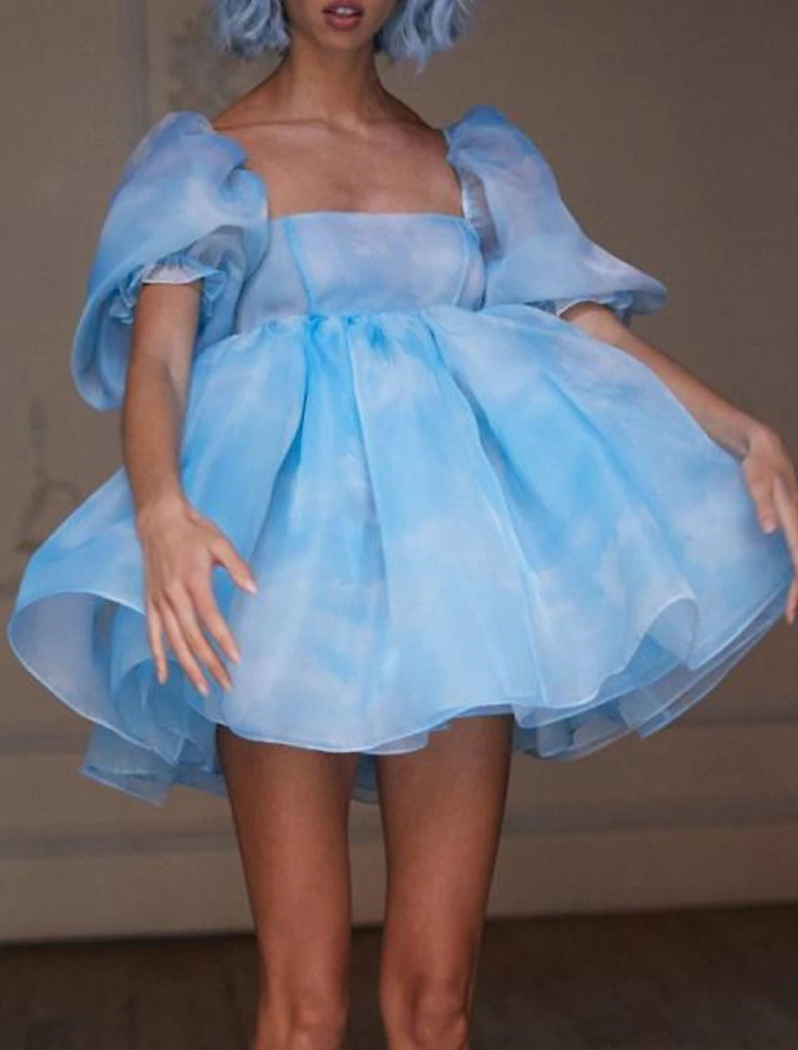 Wholesale Women's Party Dress Homecoming Dress Holiday Dress Mini Dress Black White Red Short Sleeve Color Gradient Mesh Spring Summer Square Neck Fashion Party Vacation Summer Dress Slim