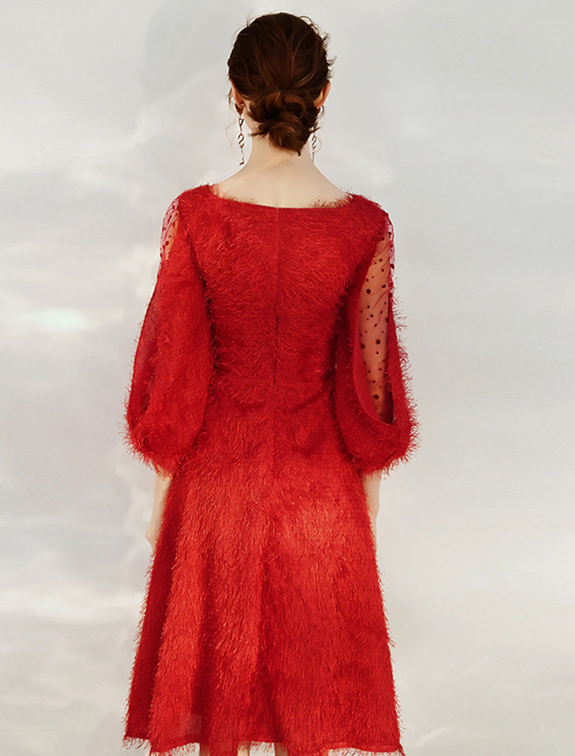 Wholesale A-Line Cocktail Dresses Princess Dress Cocktail Party Valentine's Day Tea Length 3/4 Length Sleeve Jewel Neck Nylon with Sash / Ribbon