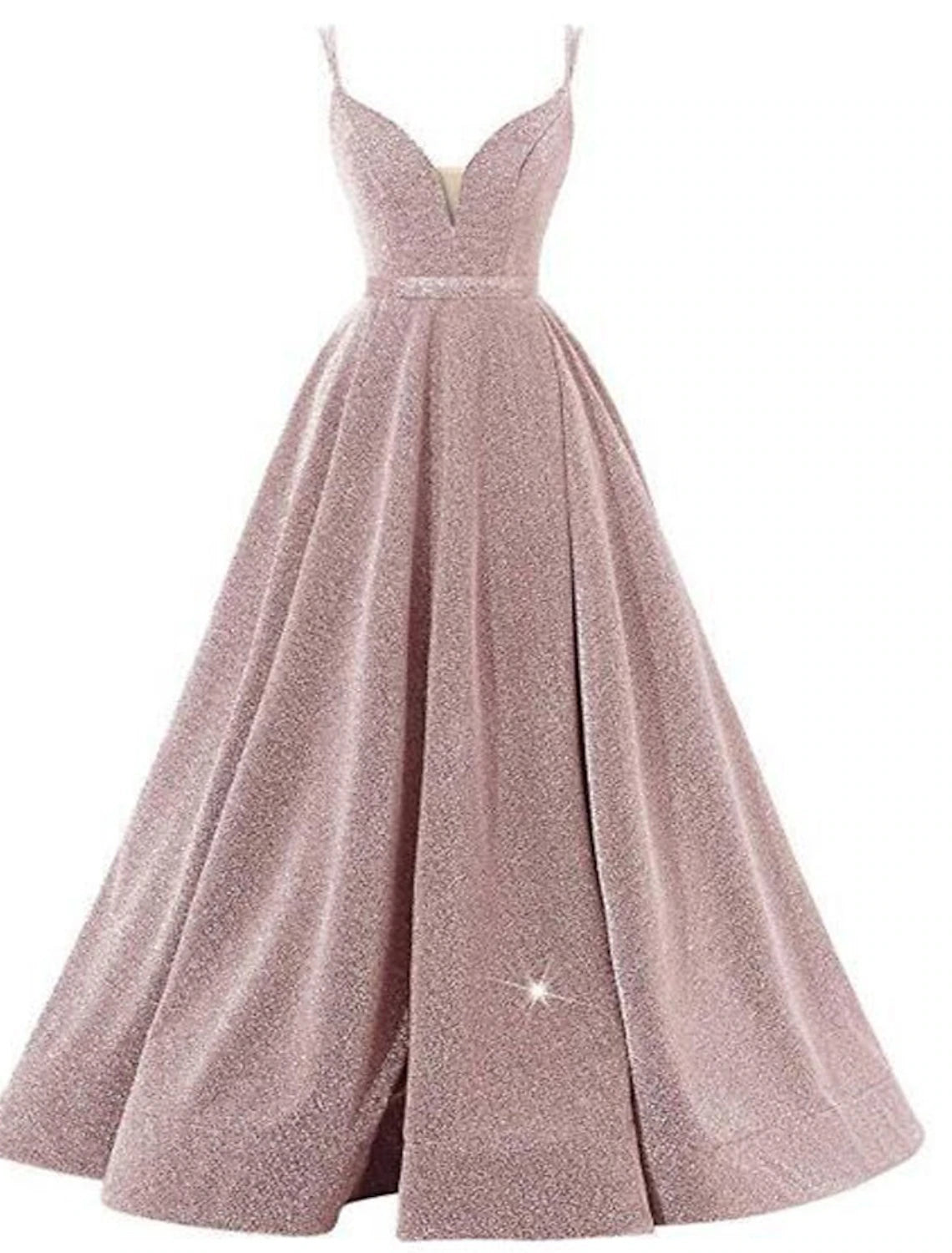 Wholesale  A-Line Beautiful Back Sexy Wedding Guest Formal Evening Birthday Dress Spaghetti Strap Sleeveless Floor Length Sequined with Pleats Sequin