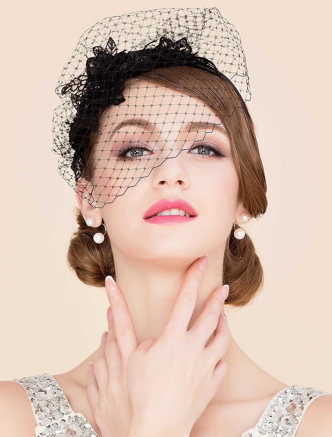 Wholesale Headwear Net Veil Hat Wedding Casual Tea Party Valentine's Day Horse Race Retro Romantic Classic With Tulle Face Veil Headpiece Headwear